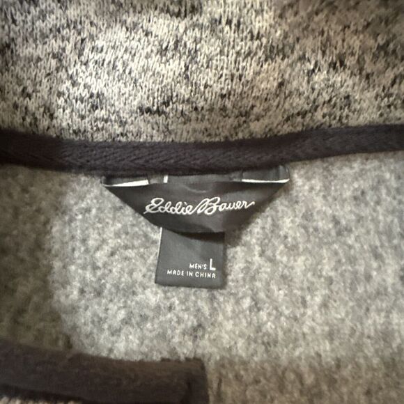 Eddie Bauer Henley Sweater Mens L Fleece Knit 1/4 Button PullOver Preppy Golf - Picture 6 of 9